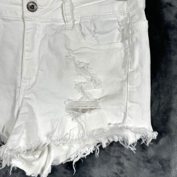 Klique B Denim Shorts Girls Distressed White Size Medium Light Wash Stretch - Picture 2 of 10